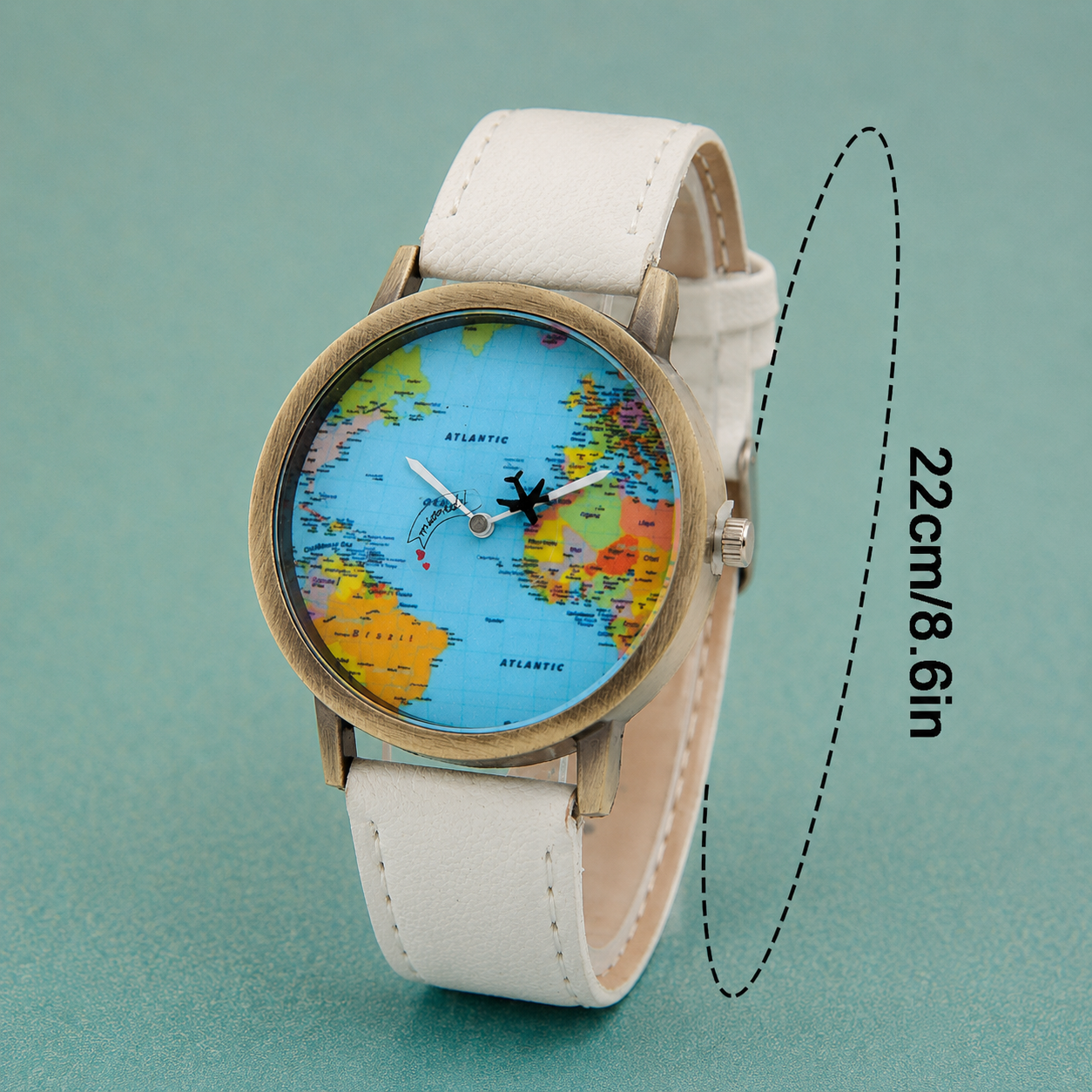 World Map Watch With Rotating Plane