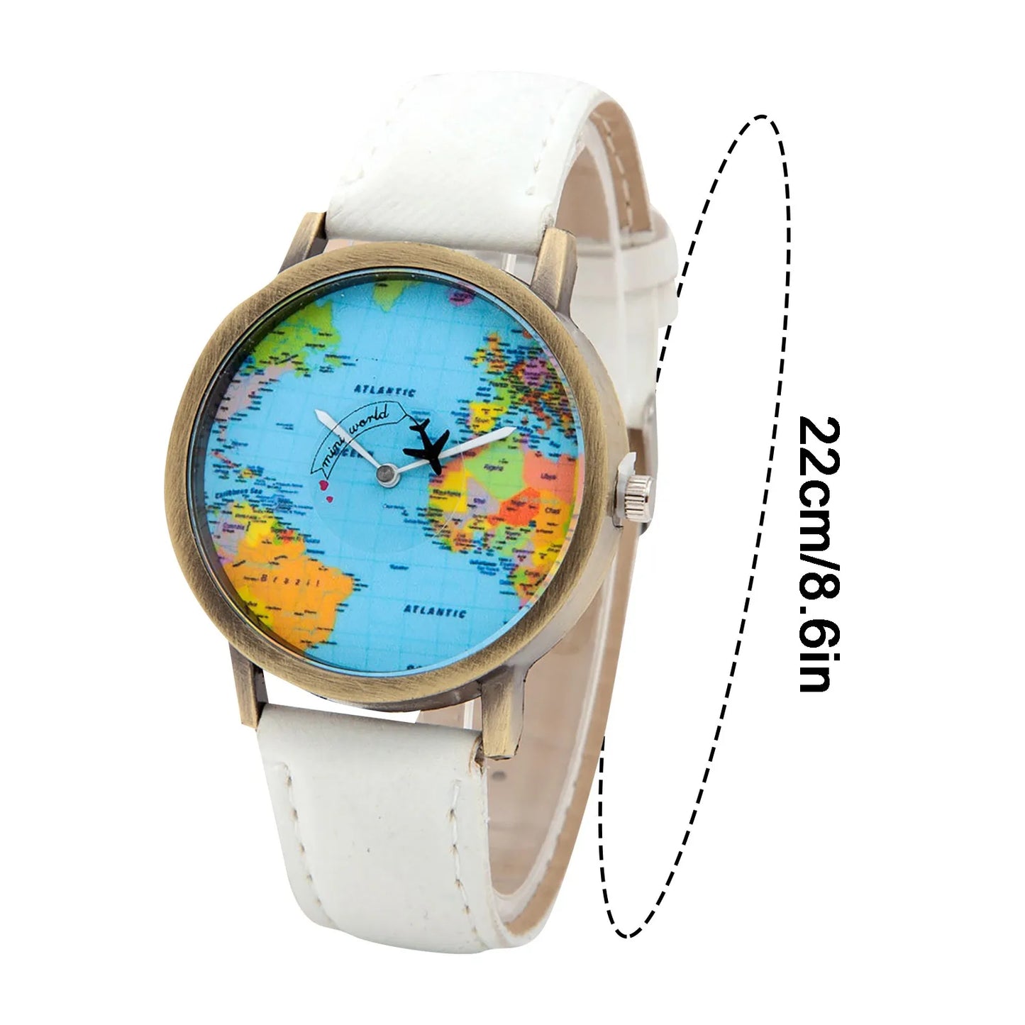 World Map Watch With Rotating Plane