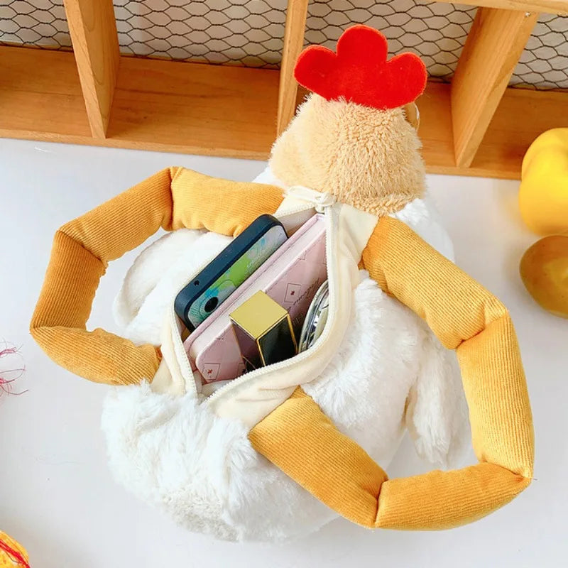 Suspicious Chicken Plush Handbag