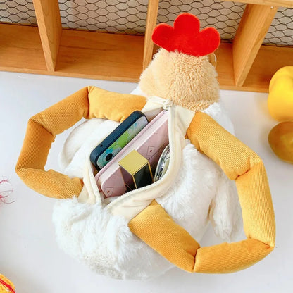 Suspicious Chicken Plush Handbag